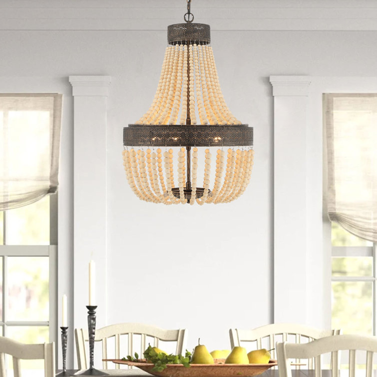 Empire Dual-Tone Beaded Chandelier with Adjustable Height