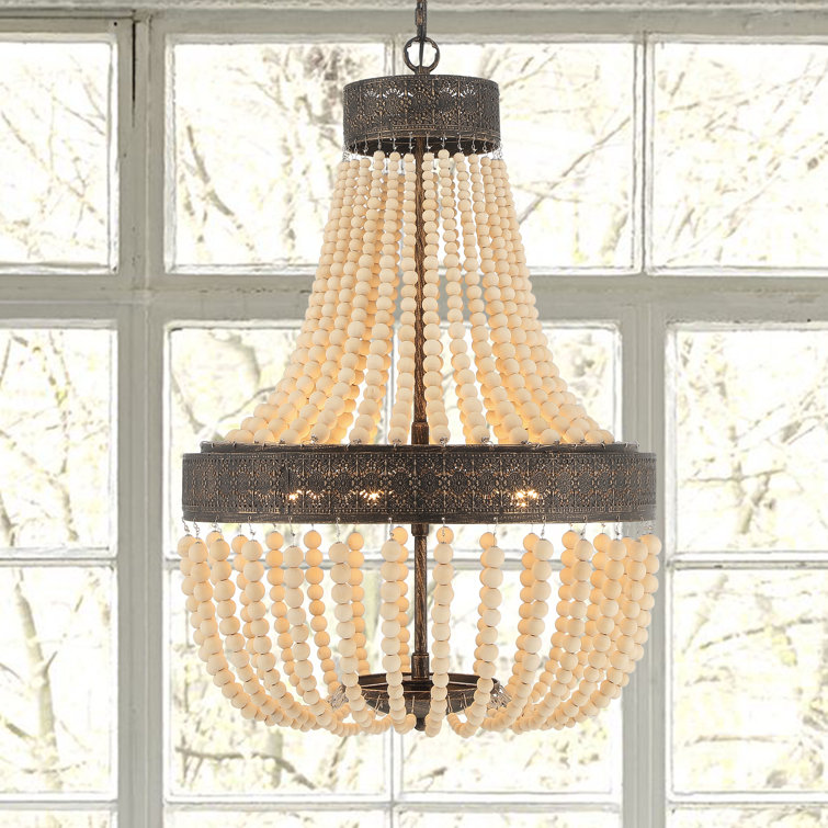 Empire Dual-Tone Beaded Chandelier with Adjustable Height