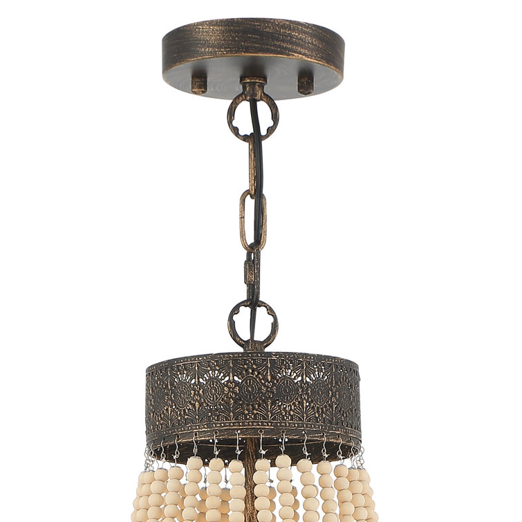 Empire Dual-Tone Beaded Chandelier with Adjustable Height
