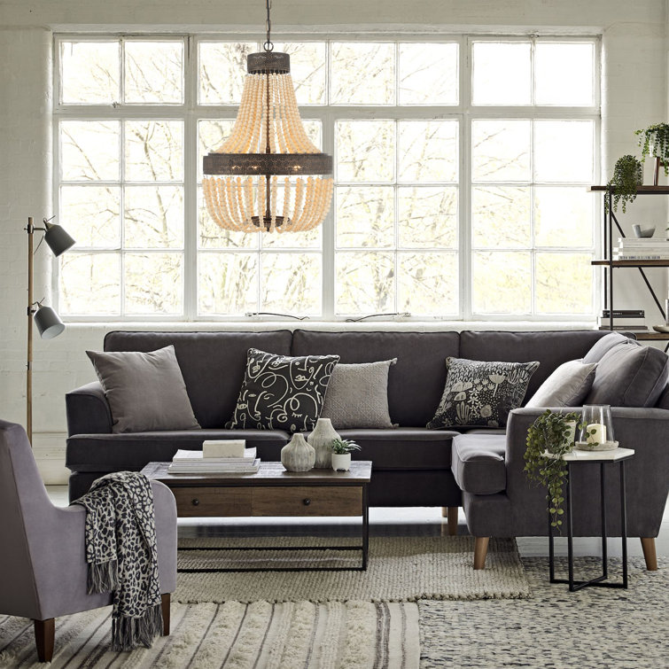 Empire Dual-Tone Beaded Chandelier with Adjustable Height