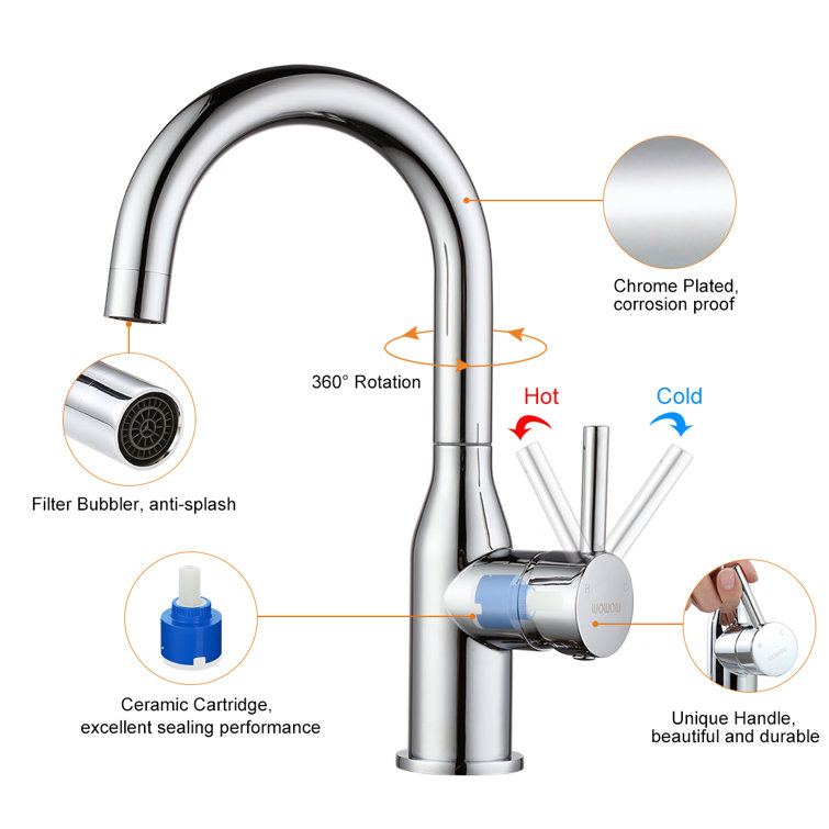 Chrome Single-Handle High Arc Bathroom Faucet