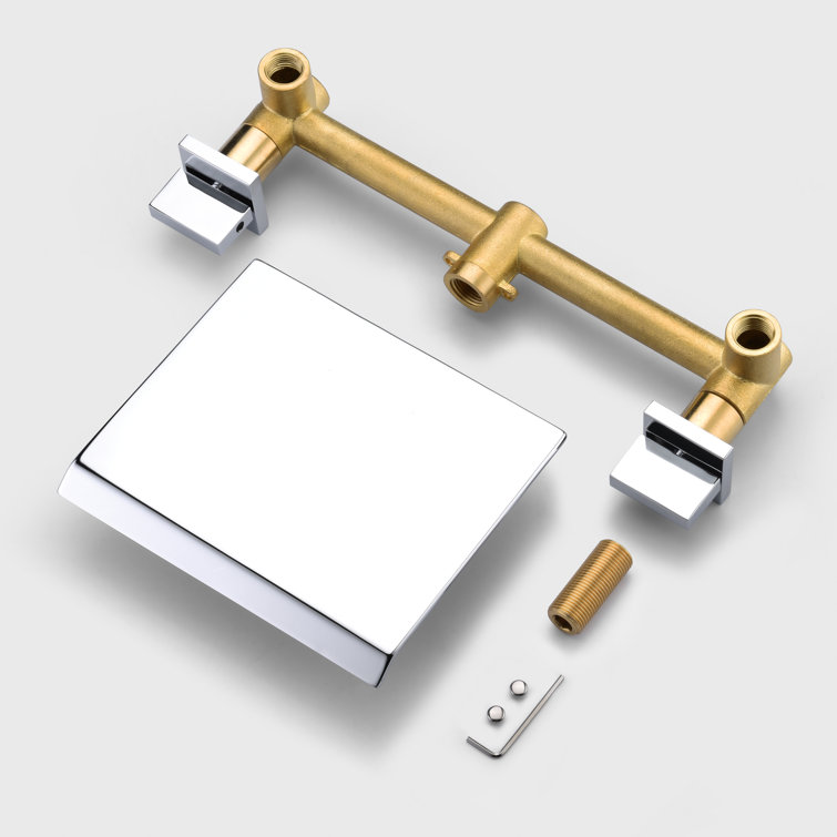 Elegant Chrome Dual-Knob Waterfall Wall Mount Bathtub Faucet