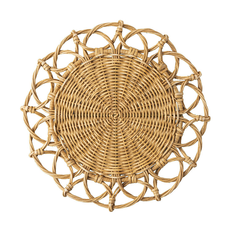 Patriotic Quilted Rattan Round Placemat in Natural 16.25"W