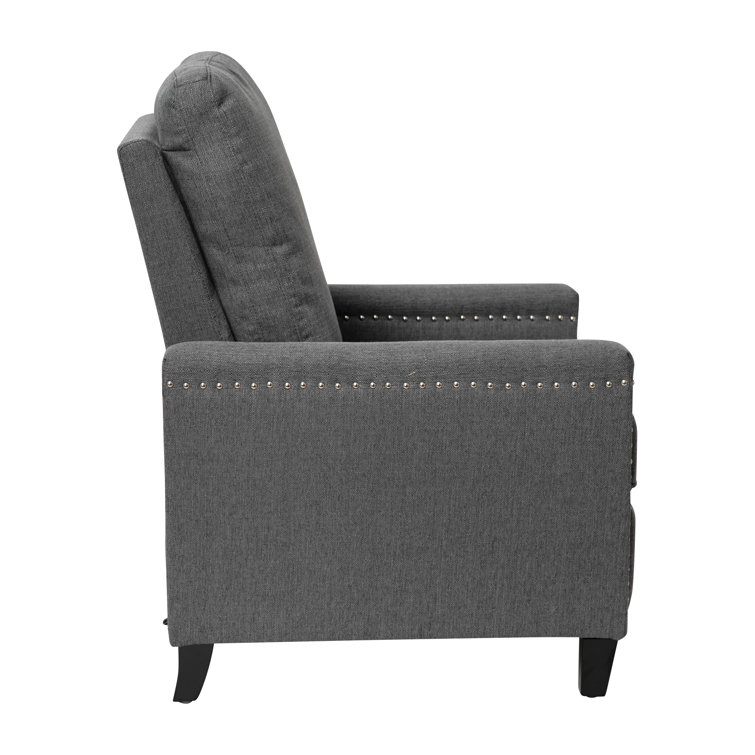 Gray Fabric Push Back Recliner with Nailhead Trim
