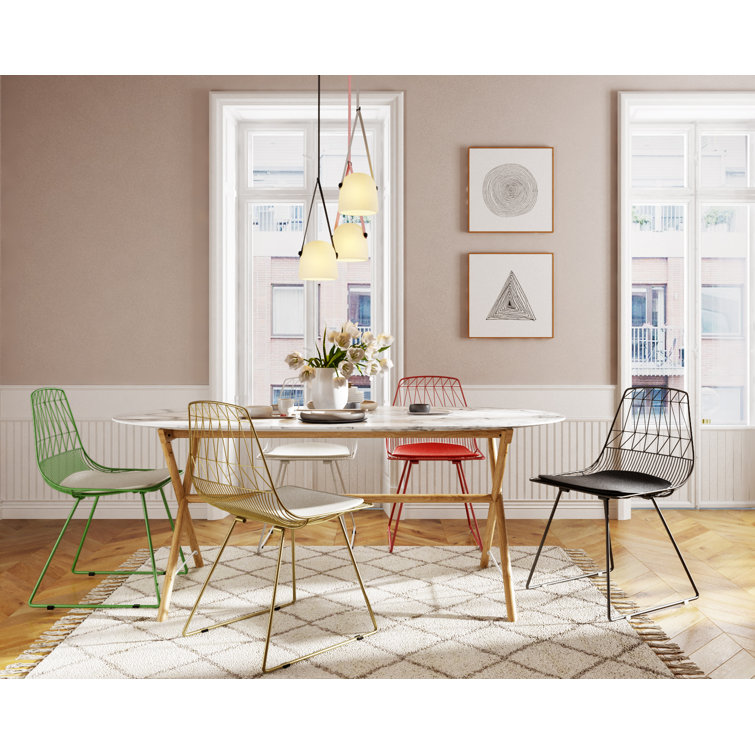 Gold Metal Faux Leather Upholstered Side Chair