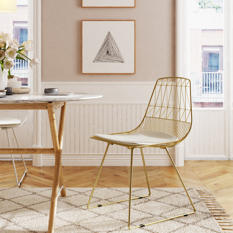 Gold Metal Faux Leather Upholstered Side Chair