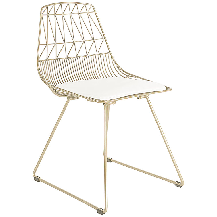Gold Metal Faux Leather Upholstered Side Chair
