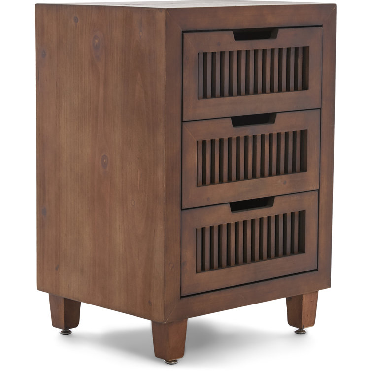 Sawyer Minimalist Ash Wood 3-Drawer Bathroom Cabinet in Walnut Brown