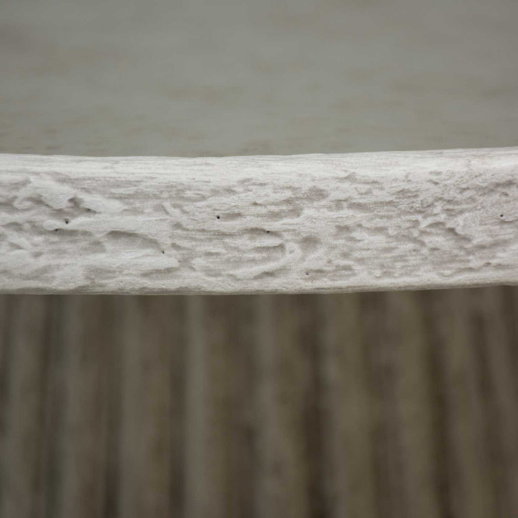 Transitional Antique White Mirrored Round End Table
