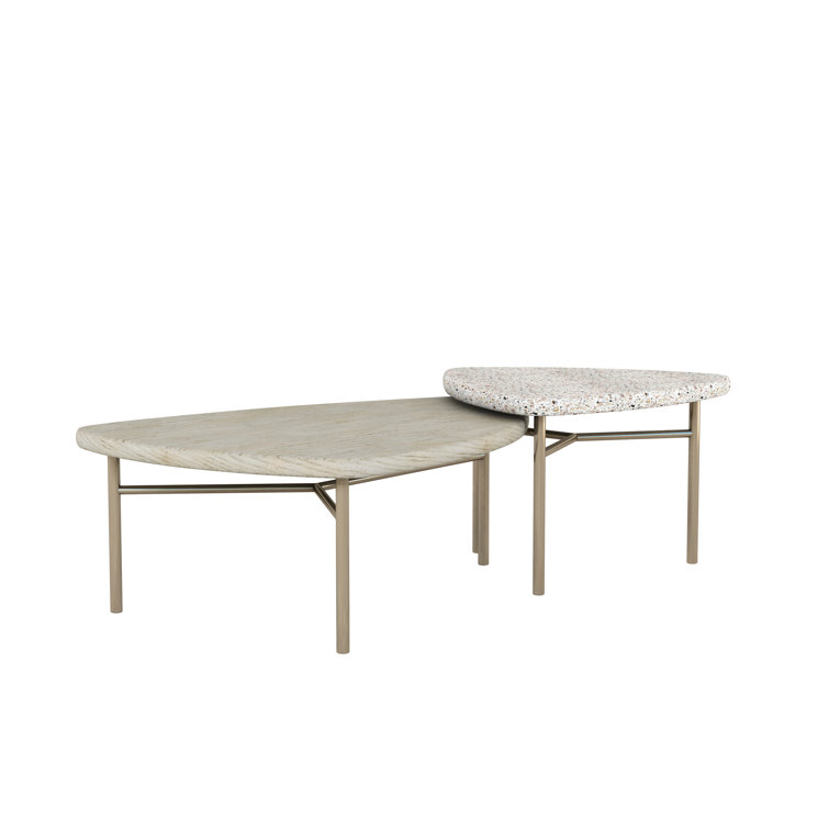 Beige and White Triangular Wood Cocktail Table