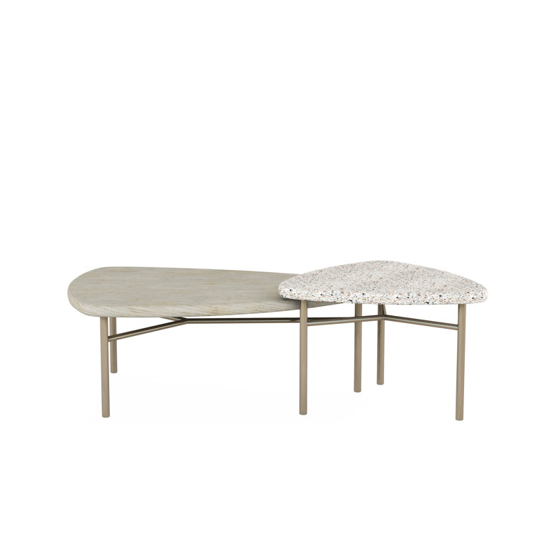 Beige and White Triangular Wood Cocktail Table