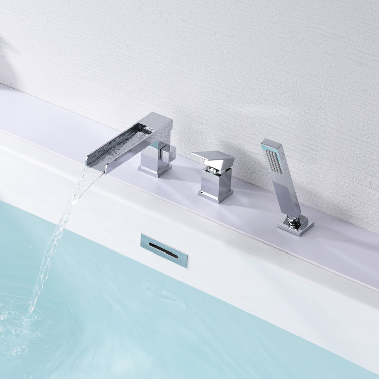 Chrome Waterfall Roman Tub Faucet with Hand Shower