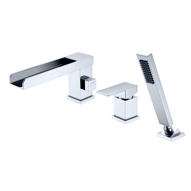 Chrome Waterfall Roman Tub Faucet with Hand Shower