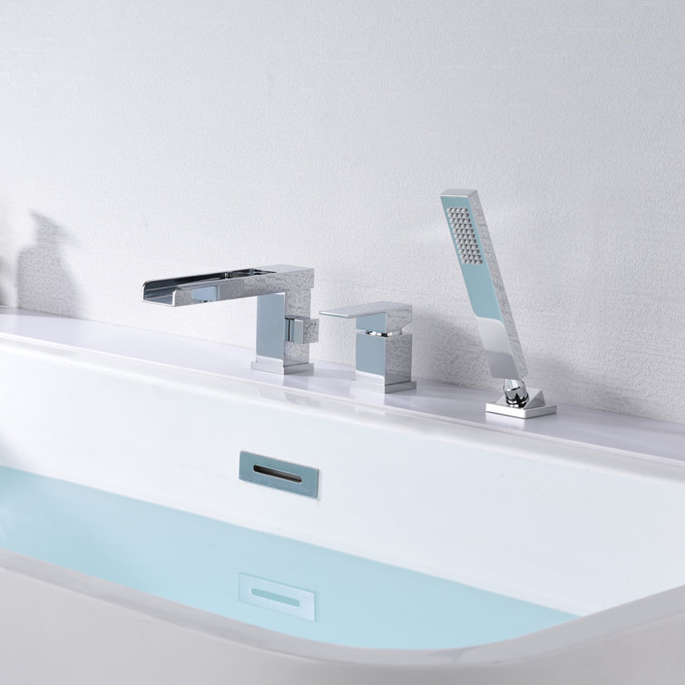 Chrome Waterfall Roman Tub Faucet with Hand Shower