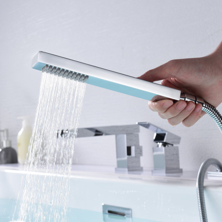 Chrome Waterfall Roman Tub Faucet with Hand Shower