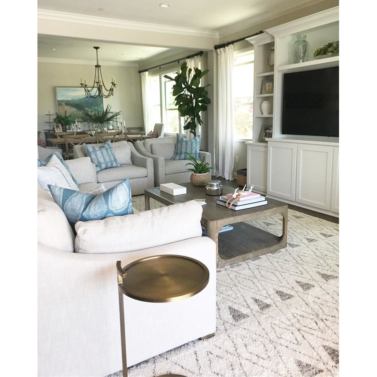 Ivory Geometric Hand-Knotted Wool and Synthetic 4' x 6' Rug