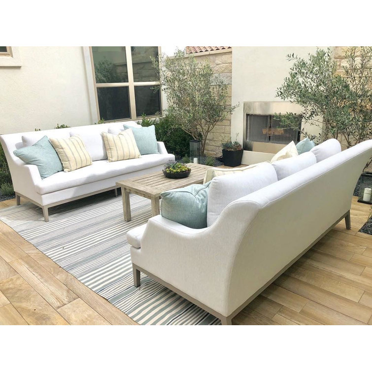 Light Blue and White Striped Synthetic 2' x 3' Rug