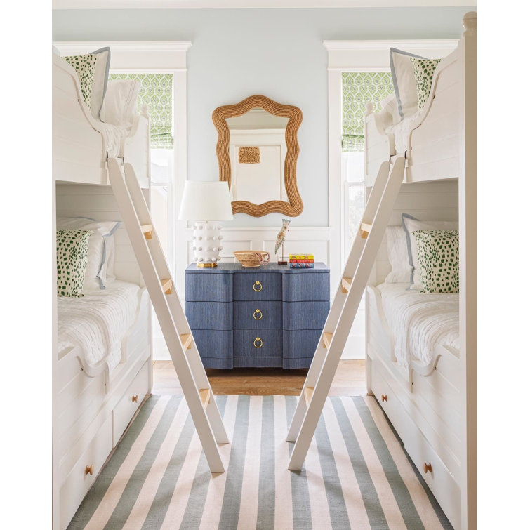 Light Blue and Ivory Striped 5x8 Synthetic Indoor/Outdoor Rug