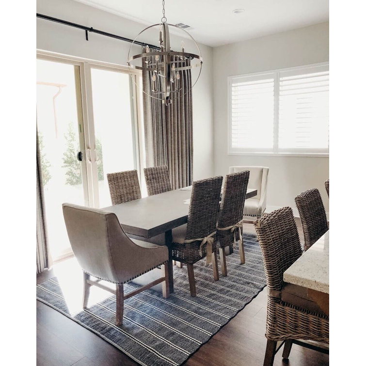 Ivory and Navy Handwoven Cotton Stripe Rug, 2 x 3 Feet