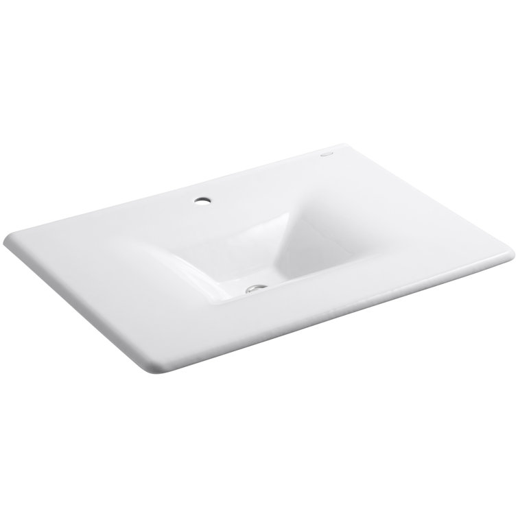 White Cast Iron 32" Integrated Bathroom Vanity Top