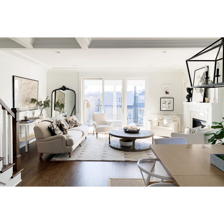Ivory Geometric Hand-Knotted Wool and Synthetic 4' x 6' Rug