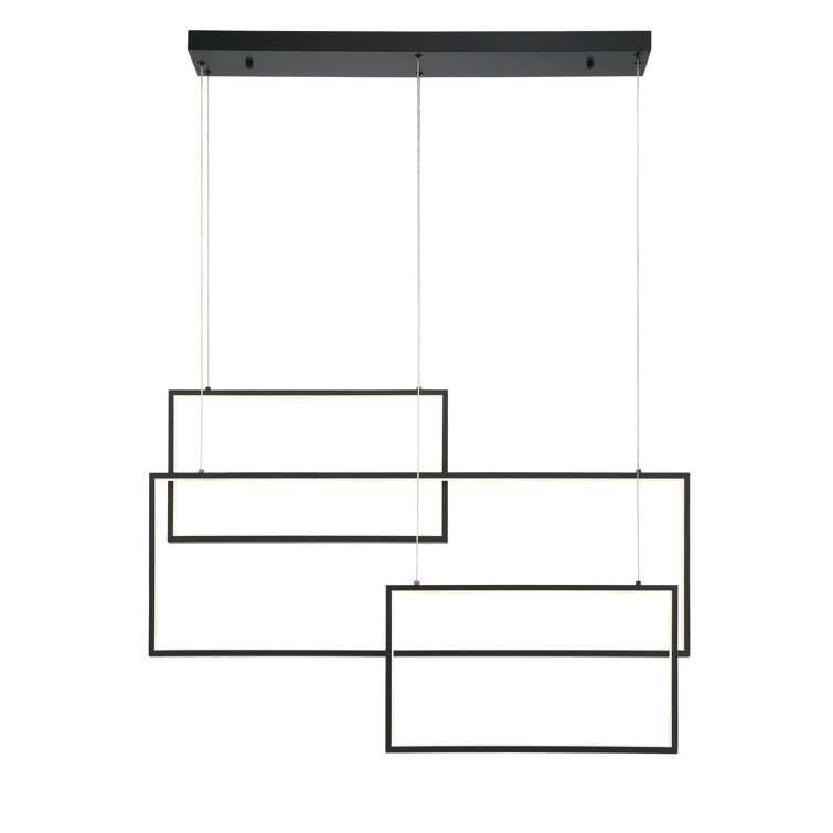 Black Geometric 3-Light LED Chandelier