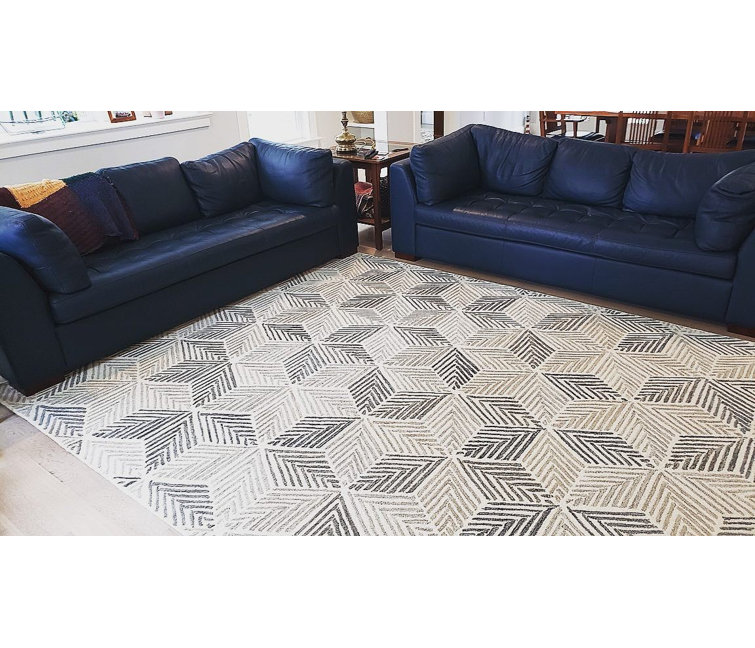 Handmade Gray Diamond Wool Area Rug 8' x 10'