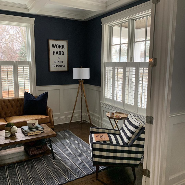 Ivory and Navy Handwoven Cotton Stripe Rug, 2 x 3 Feet