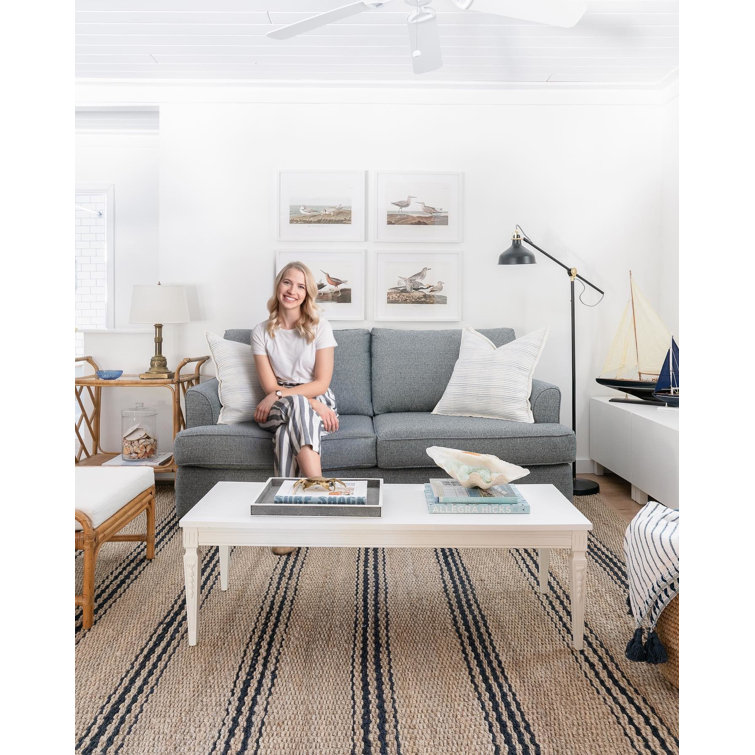 Handmade Braided Blue and Natural Stripe Reversible Rug 10' x 14'
