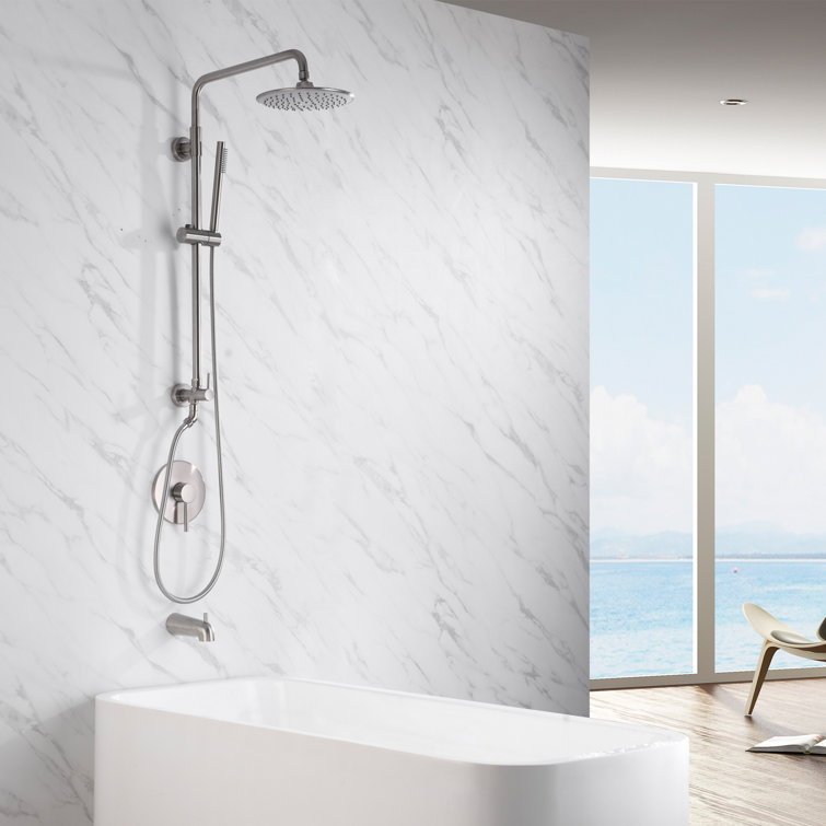 Brushed Nickel Adjustable Rain Shower System with Handheld