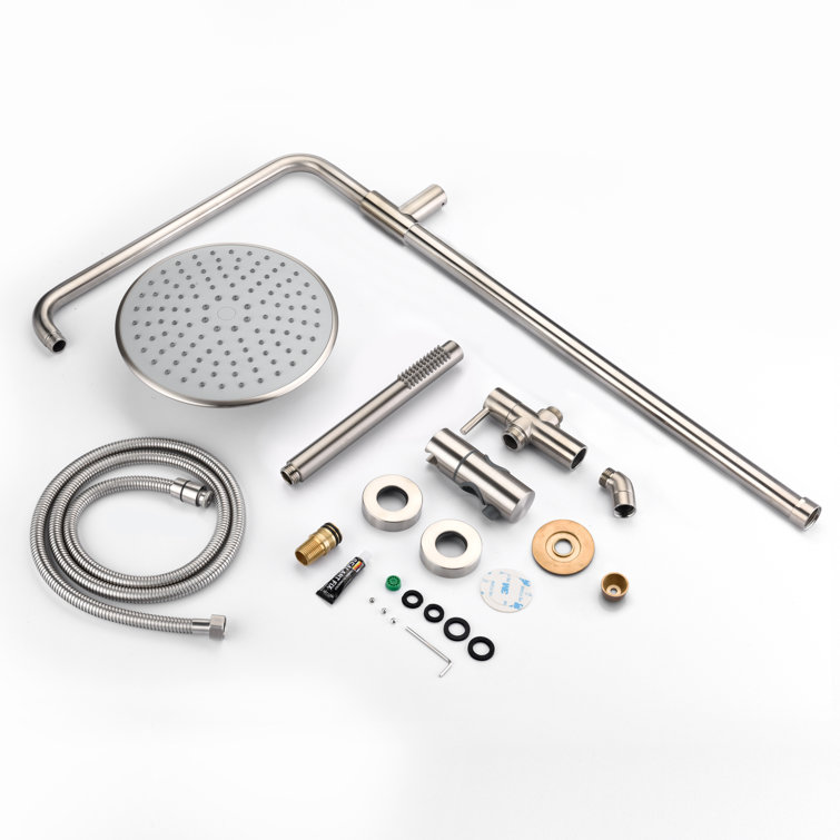 Brushed Nickel Adjustable Rain Shower System with Handheld