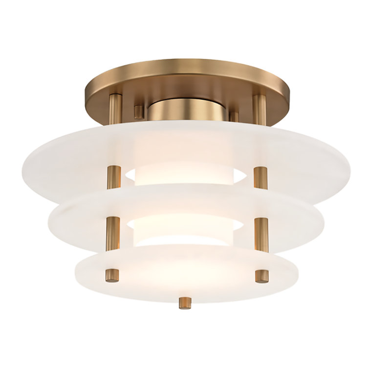Aged Brass Alabaster LED Flush Mount Ceiling Light