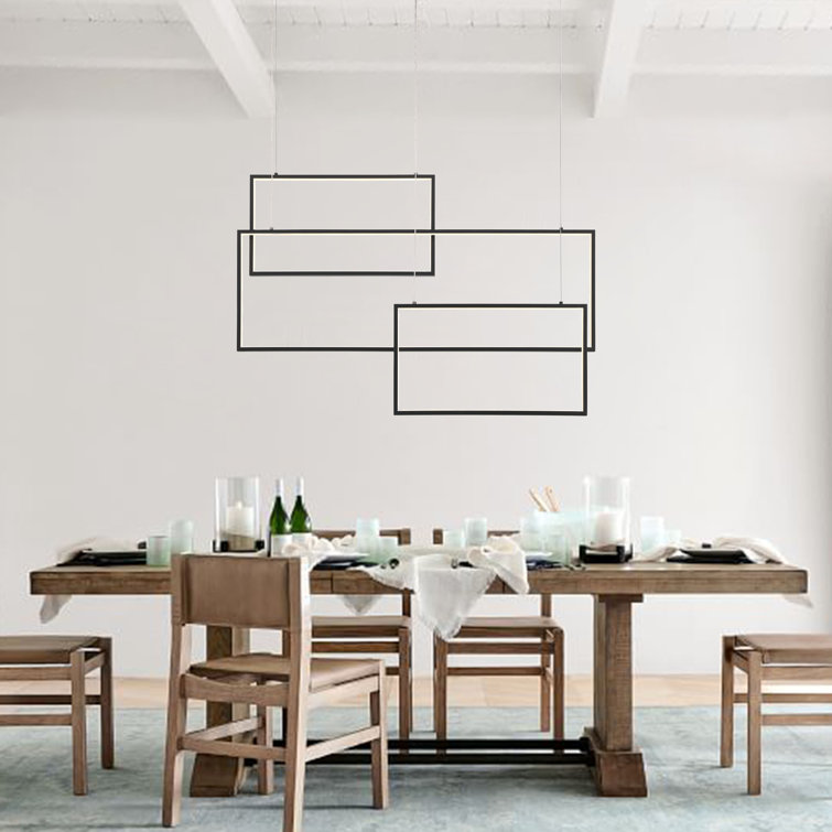 Black Geometric 3-Light LED Chandelier