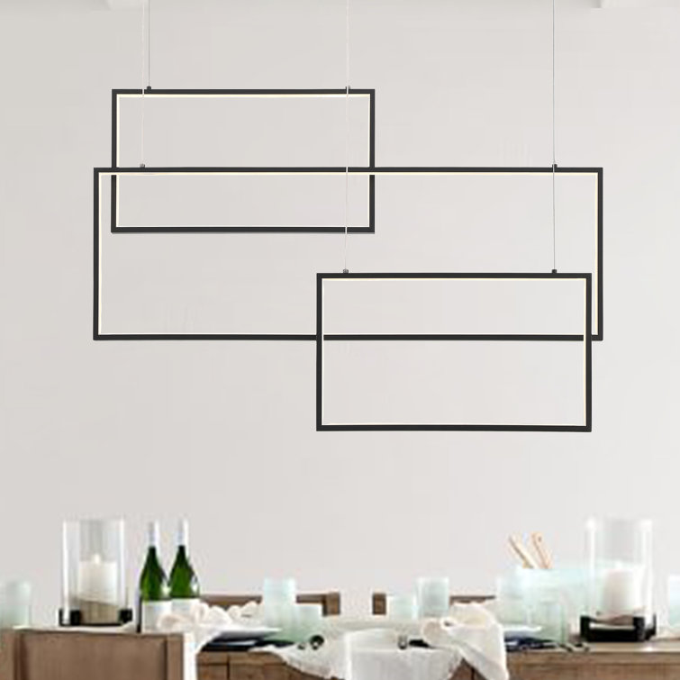 Black Geometric 3-Light LED Chandelier