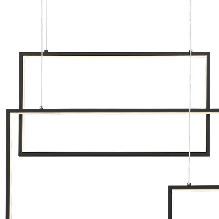 Black Geometric 3-Light LED Chandelier