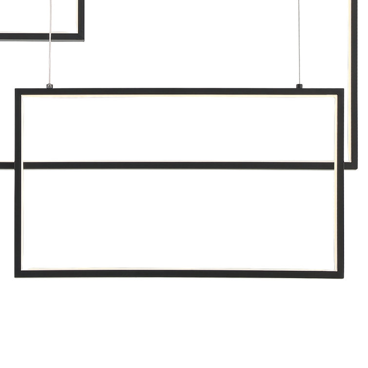 Black Geometric 3-Light LED Chandelier