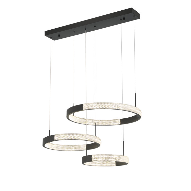 Black Modern 3-Tier LED Chandelier with Adjustable Suspension