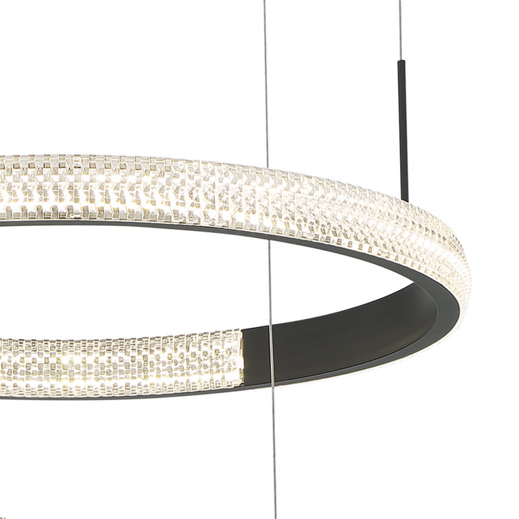Black Modern 3-Tier LED Chandelier with Adjustable Suspension