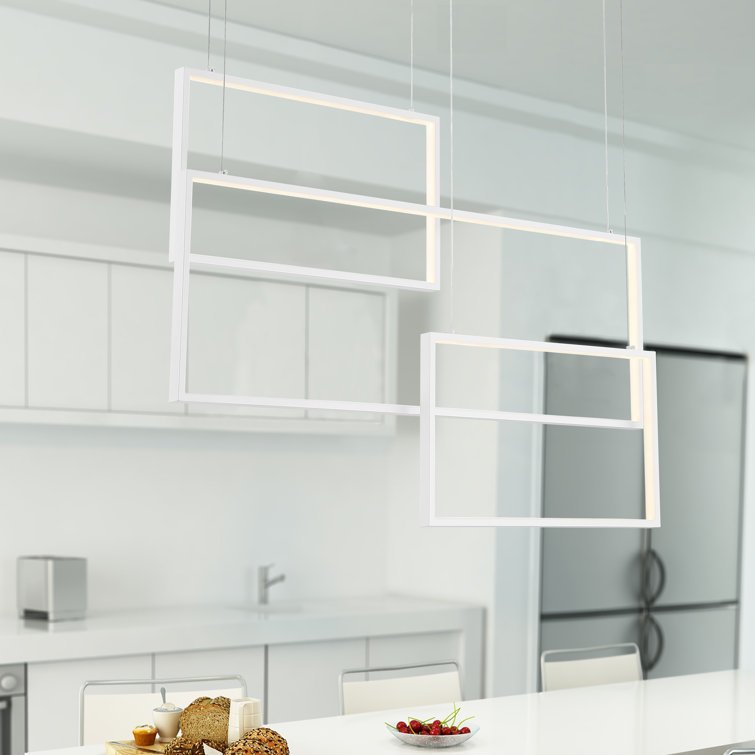 Modern Geometric 3-Light Integrated LED White Chandelier
