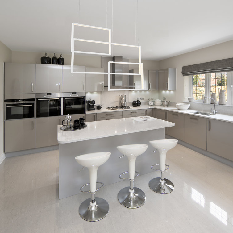 Modern Geometric 3-Light Integrated LED White Chandelier
