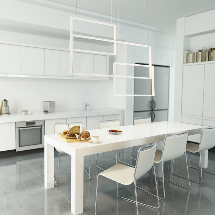 Modern Geometric 3-Light Integrated LED White Chandelier