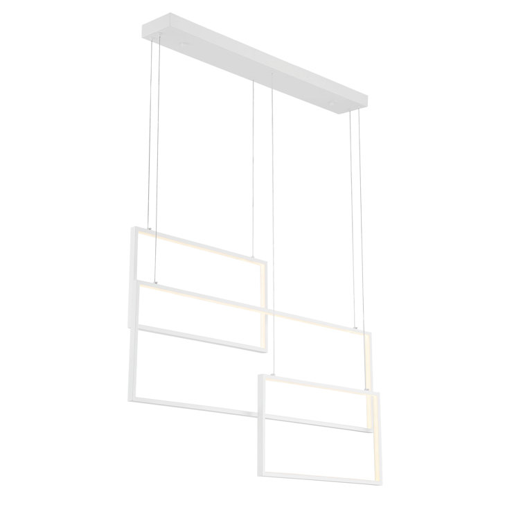 Modern Geometric 3-Light Integrated LED White Chandelier