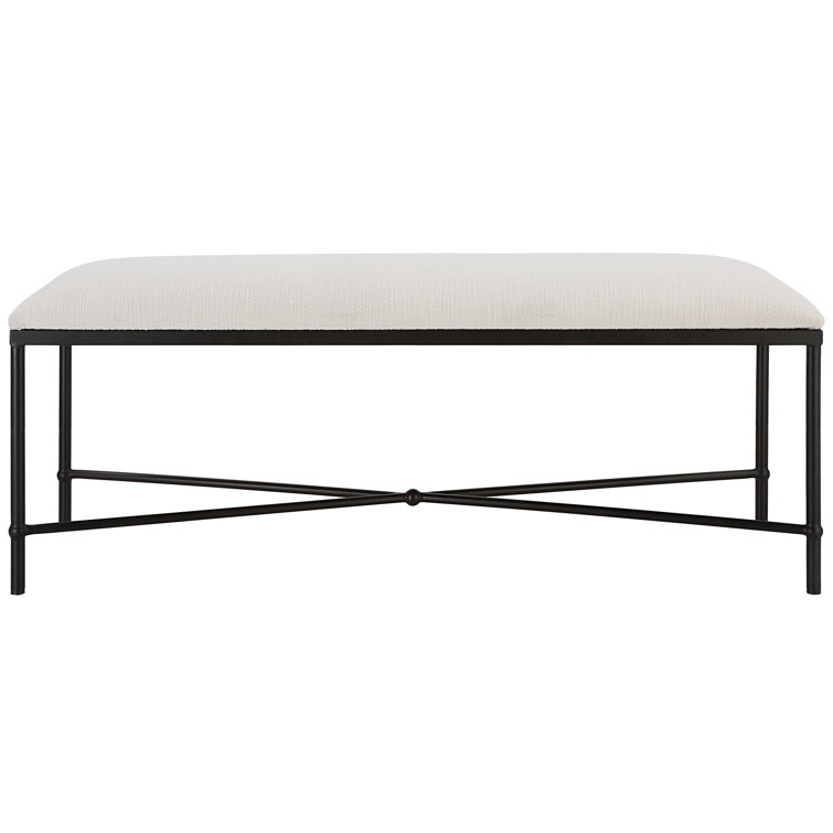 Avenham 24" Transitional Iron Framed Bench in Crisp White