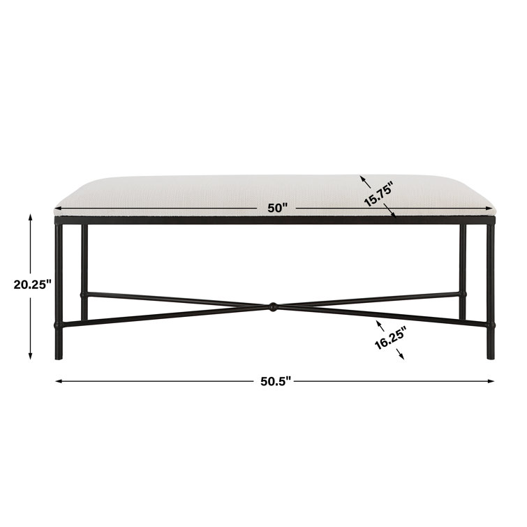 Avenham 24" Transitional Iron Framed Bench in Crisp White