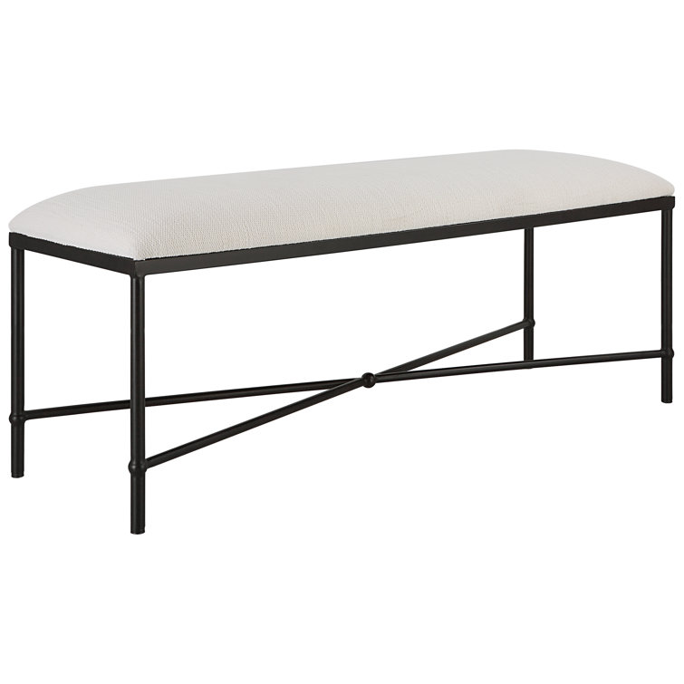 Avenham 24" Transitional Iron Framed Bench in Crisp White