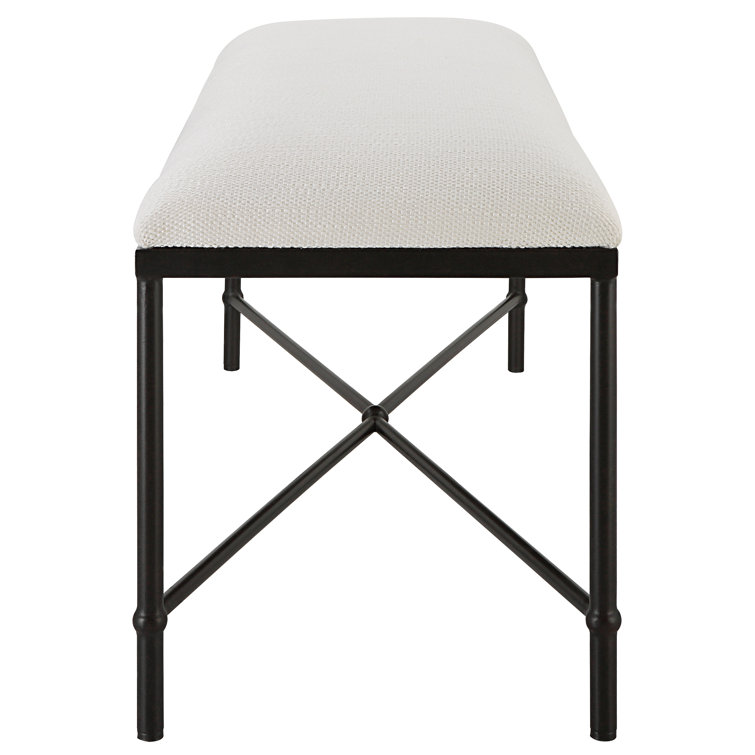 Avenham 24" Transitional Iron Framed Bench in Crisp White