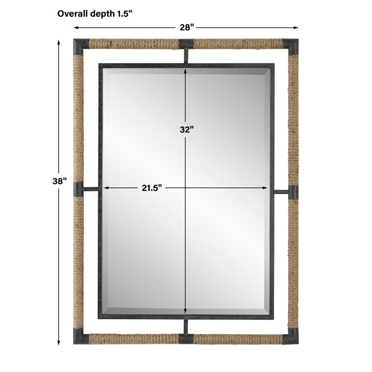 Samara 38'' Black and Natural Iron Wall Mirror