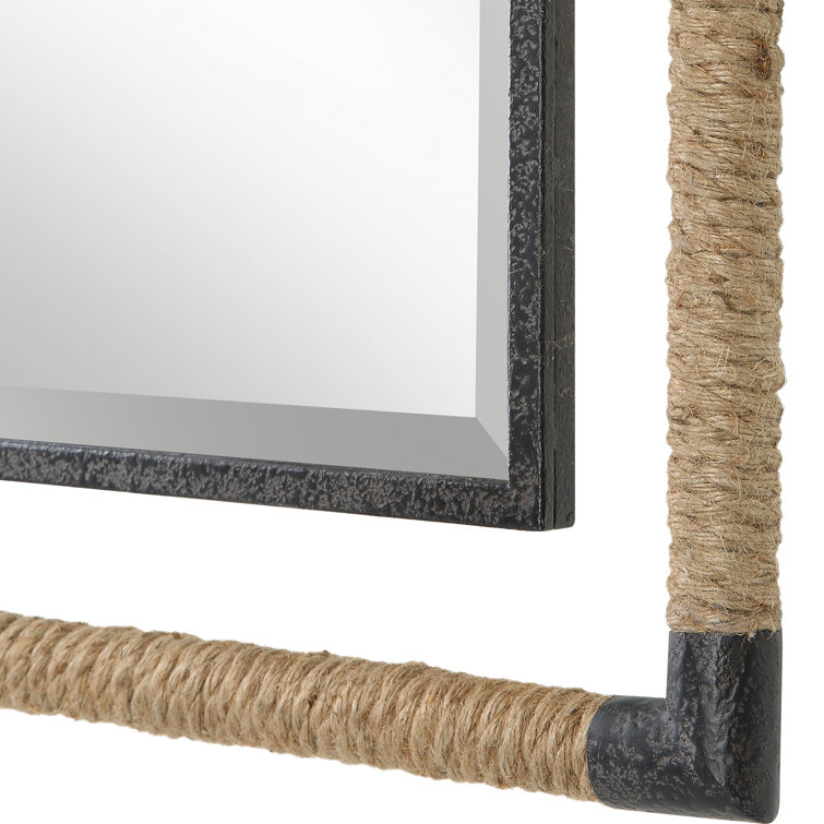 Samara 38'' Black and Natural Iron Wall Mirror