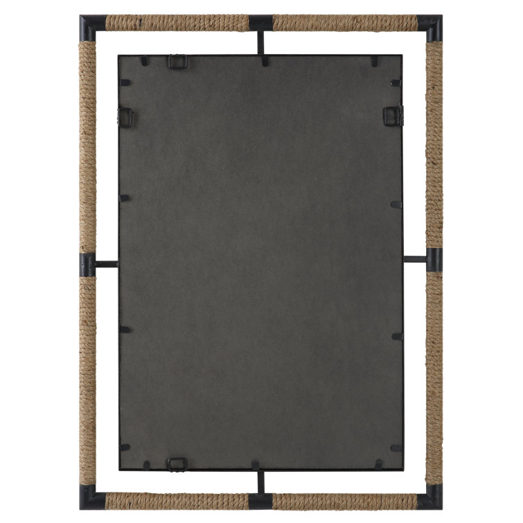 Samara 38'' Black and Natural Iron Wall Mirror