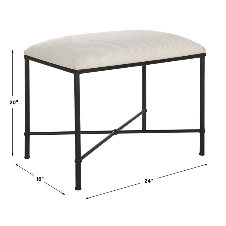 Avenham 24" Transitional Iron Framed Bench in Crisp White